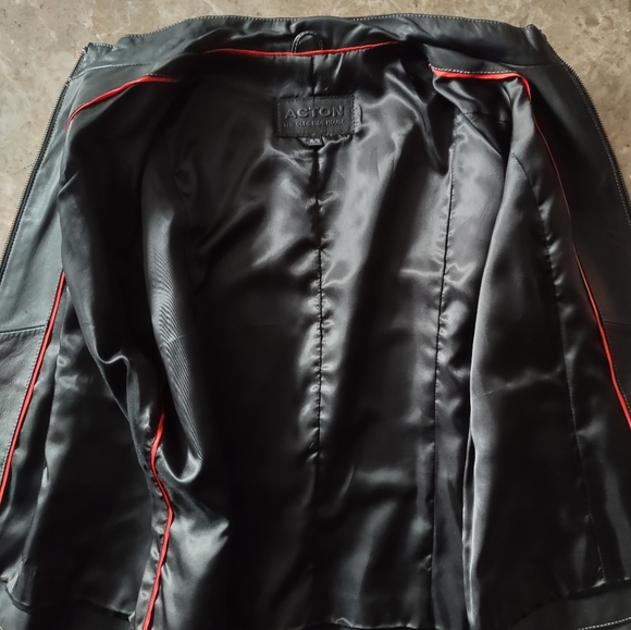 Acton The Olde Hide House Black Leather Jacket XL - Picture 4 of 10